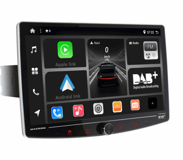 Macrom T1003DAB Monitor da 10.1 pollici con CarPlay & Android Auto wireless con radio RDS e DAB+ - immagine 2