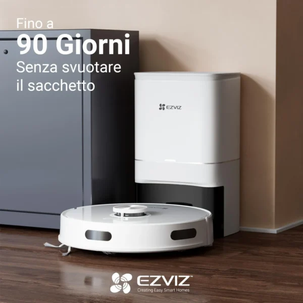 Ezviz RE4 PLUS Robot Aspirapolvere con Sacco Lavapavimenti Contenitore polvere Autonomia 240 minuti con Base Svuota Polvere - immagine 5