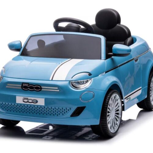 Baby Car Fiat 500 12V Celeste Telecomando e Fari LED